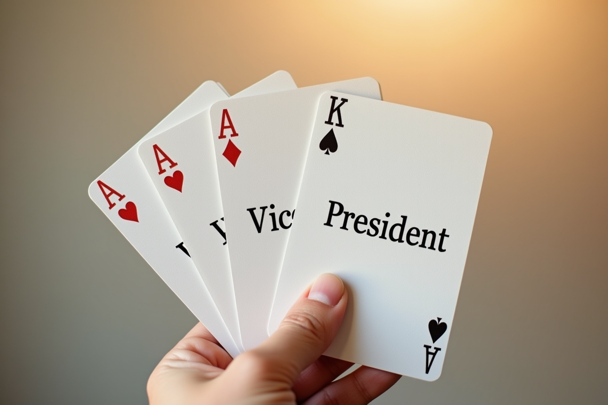 Zoom sur des cartes President et VicePresident en main