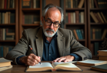 Concepts clés de Pierre Bourdieu : décryptage et analyse approfondis Chercheur français en tweed annotant un livre ancien dans un bureau