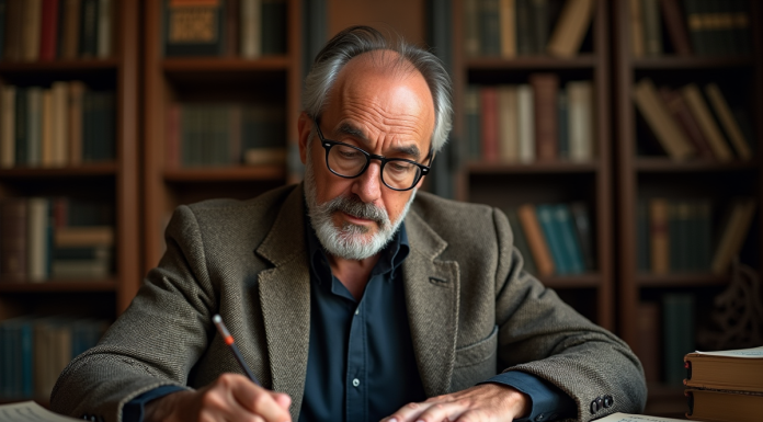 Concepts clés de Pierre Bourdieu : décryptage et analyse approfondis Chercheur français en tweed annotant un livre ancien dans un bureau