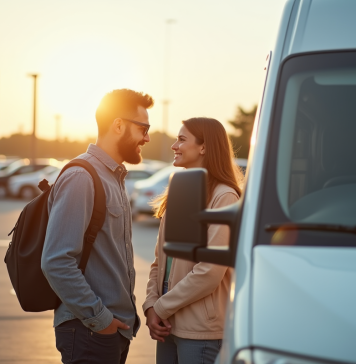 Dénicher un utilitaire d’occasion à moins de 7000 euros : nos conseils Jeune couple examinant une camionnette blanche d'occasion