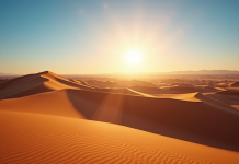 Paysage désertique namibien ensoleille avec dunes dorées
