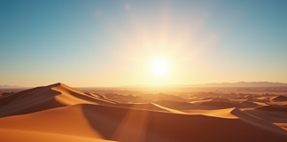 Paysage désertique namibien ensoleille avec dunes dorées