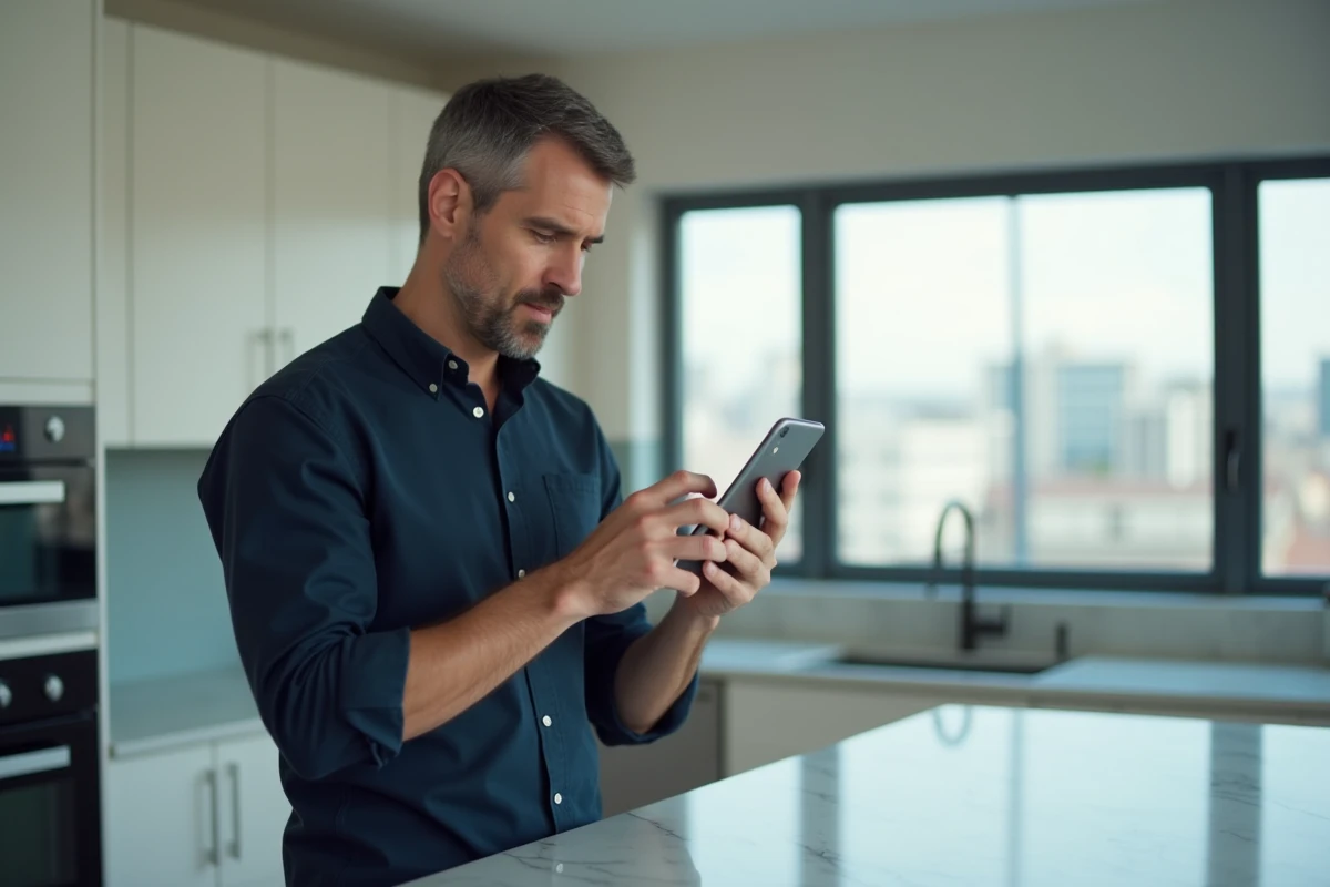 Homme réalisant sa désinscription France Travail sur smartphone depuis l'application mobile de son espace personnel