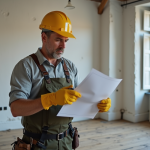 Consuel : comment s’en passer pour travaux électriques en France ! Homme français lisant un document électrique dans un appartement rénové