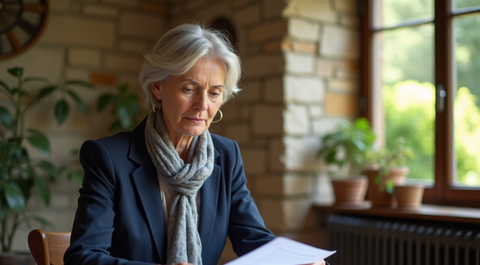 Maison secondaire : fiscalité de la vente en France Femme française en blazer navy examine documents immobiliers