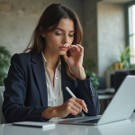 Comparatif 2025 : Les meilleures tablettes tactiles de Microsoft analysées en détail Jeune femme professionnelle utilisant une tablette dans un bureau moderne