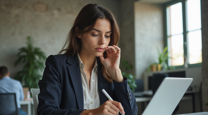 Comparatif 2025 : Les meilleures tablettes tactiles de Microsoft analysées en détail Jeune femme professionnelle utilisant une tablette dans un bureau moderne