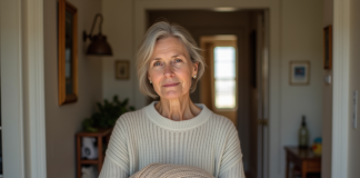 Quand et comment se débarrasser d’un vêtement : astuces et conseils pratiques Femme réfléchie tenant un pull en laine dans un intérieur chaleureux