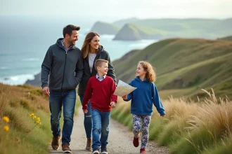 Vue des familles profitant de vacances à Disneyland