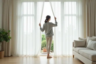 Rideaux élégants pour agrandir visuellement un petit espace