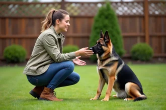 Chien en train d'apprendre à donner l'alerte pour la sécurité