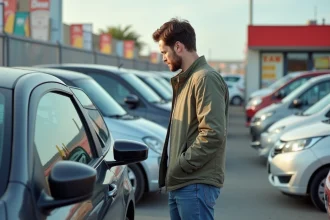 Voiture d'occasion exposée dans un salon automobile