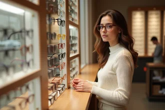 Lunettes assorties à des cheveux bruns pour un look élégant