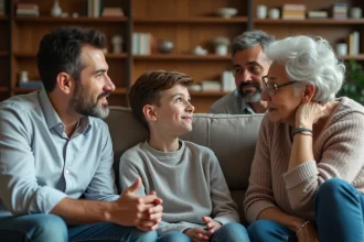 Réunion familiale pour résoudre un conflit et favoriser la communication