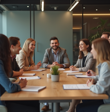 Inclusion réussie : tout savoir pour la former et la favoriser Groupe divers d'adultes en réunion de travail