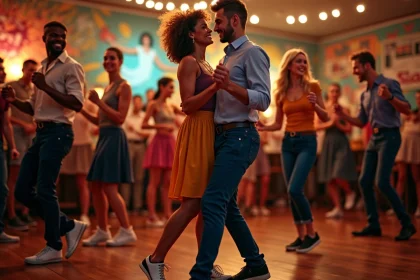 Groupe de jeunes dansant la salsa à Strasbourg ambiance festive