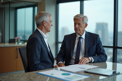 Homme d'affaires en costume dans un bureau moderne