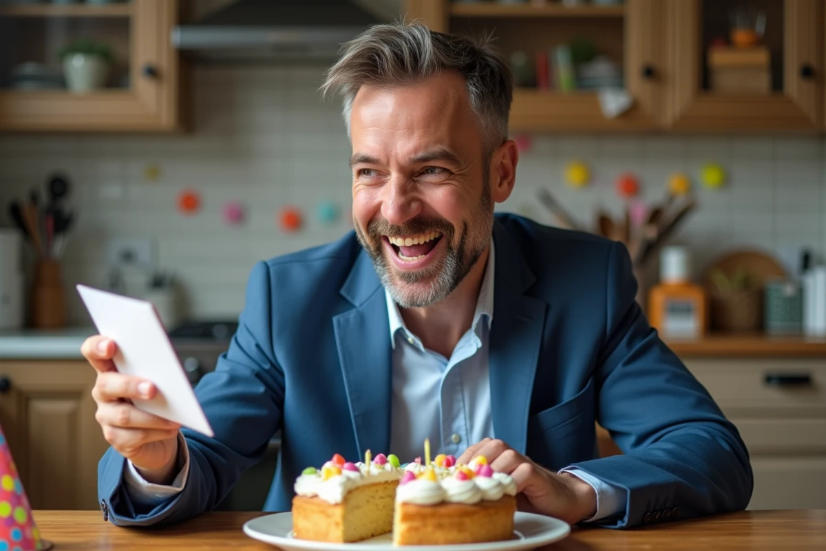 Homme souriant en blazer bleu pour image a la une