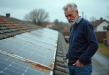 Pan-neaux solaires : pourquoi les éviter ? Les raisons à connaître Homme regardant des toits solaires usés en extérieur