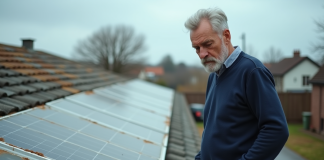 Pan-neaux solaires : pourquoi les éviter ? Les raisons à connaître Homme regardant des toits solaires usés en extérieur