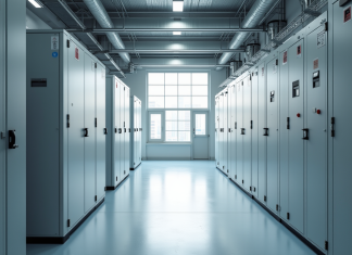Installation moderne de batteries lithium-ion pour stockage d énergie