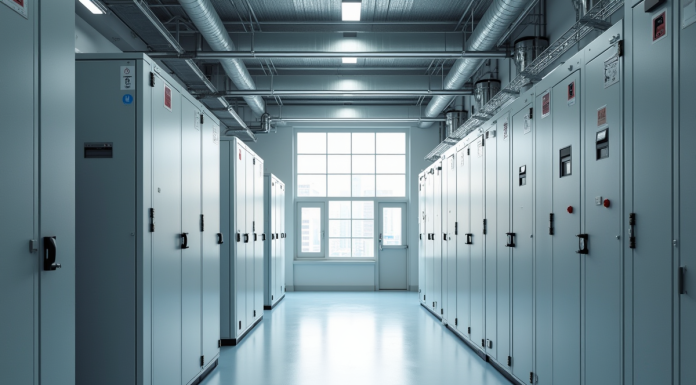Installation moderne de batteries lithium-ion pour stockage d énergie