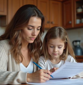 Aides pour maman solo : comment bénéficier des soutiens financiers ? Maman et fille examinent des papiers dans la cuisine