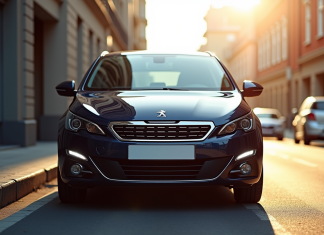 L’évolution de la Peugeot 308 depuis son modèle de 2015 Peugeot 308 2015 stationnée en ville avec reflet naturel