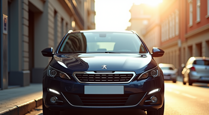 L’évolution de la Peugeot 308 depuis son modèle de 2015 Peugeot 308 2015 stationnée en ville avec reflet naturel