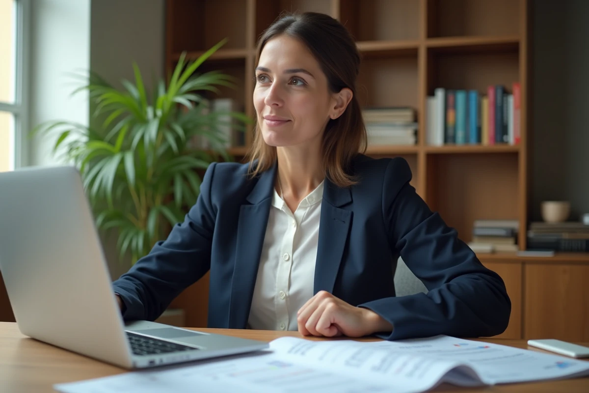 Professeure certifiée en reconversion consultant sa grille salariale sur son bureau à domicile