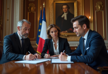 Démocratie : les 3 grands pouvoirs qui la régissent en France Trois adultes en costume dans une réunion officielle en France