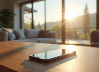 Différence entre tuya et smart life : comparatif des applications domotiques Salon moderne avec smartphone affichant apps domotique