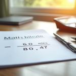 Bureau lumineux avec cahier de maths et calculatrice pour conversion miles km